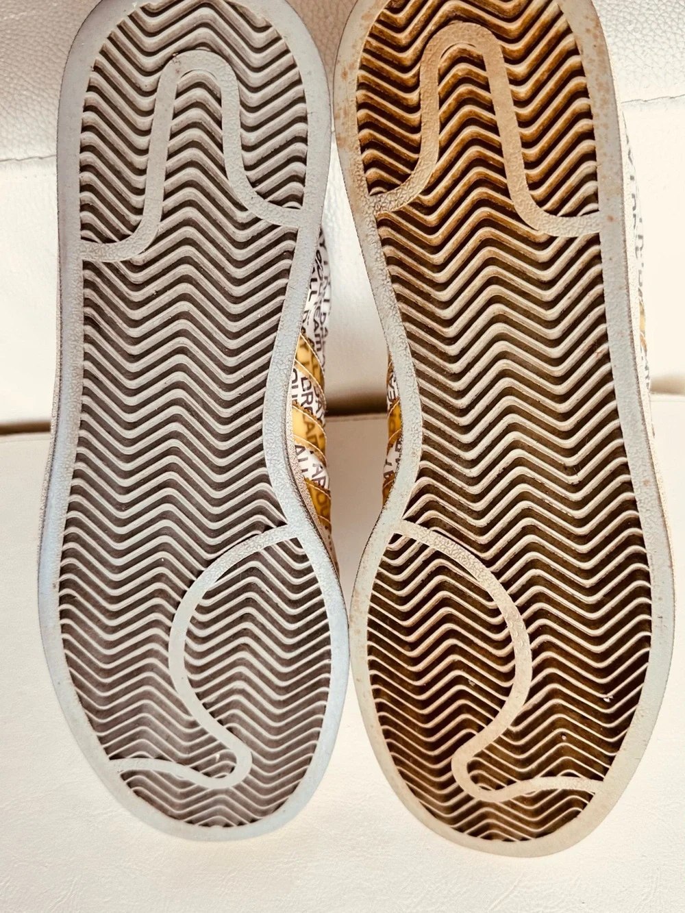 Adidas Men’s White & Gold Shell-Toe Sneakers, special Edition, All day I dream a